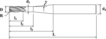 VHM Ø 10,0 mm Z=2 40° konisch ER NL=75,0 Stahl (P/H)